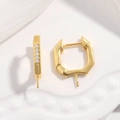 Orecchini a cerchio esagonali in argento S925 dorato con zirconi per gioielli fai da te - Stile B / Oro