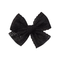 Handmade black lace bow hair clip for babies with hollow embroidery and vintage lace - Black (6)