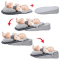 Cuscino per allattamento grigio anti-rigurgito con design inclinato regolabile in due pezzi - Cuscino Inclinato Modal Lavabile con Regolazione a 3 Posizioni
