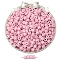 Pink 6mm acrylic cylinder beads for DIY handmade jewelry and phone chains in a tray - Pink