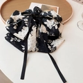 Pince à cheveux nœud floral avec rubans noirs pour femme style coréen - Nœud Floral N&B (108#)