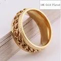 18K gold plated stainless steel spinner ring with curb chain link texture for anxiety relief - US 6 / 8MM Embossed Chain Gold