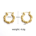 Golden bamboo style 18k stainless steel earrings with 22mm outer diameter and 4.6g weight - 08-Bone Shape