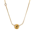 Collier en plaqué or 18 carats avec lettre G bulle et détail de zircon sur chaîne - Or-Lettre G