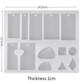 Silikonform für Epoxidharz-Schmuck mit Tropfen- und Quadratformen für DIY-Bastelarbeiten - 12-Loch Geometrische Anhängerform (D0957) / 14.5*12.5*1cm