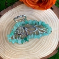 Detail of silver alloy butterfly hair claw clip with green natural crystal stones - Green Aventurine Silver Butterfly