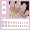Korte vierkante paarse aurora glitter kunstnagels set met glanseffect W1375 - Dromerige Aurora (W1375)