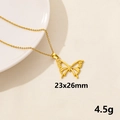 Minimalist gold butterfly pendant necklace with hollow wings and refined metal texture - Hollow Butterfly Style (S417-G+N22-G)