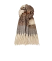 Striped knit scarf with earthy tones of cream and brown featuring soft long tassels - Khaki Series