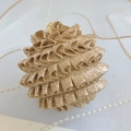 Champagne gold glitter pleated Christmas ball ornament with hanging loop for holiday decor - Champagne Layered Ruffle Ball 8cm