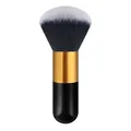 Portable powder foundation brush with black and white gradient bristles and gold tube - Big Chubby Black Gold White Tip Hair (With Net)