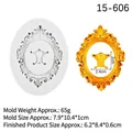 Baroque style relief photo frame silicone mold with oval floral patterns for DIY cake decor - Style 2# (15-606) / Gray