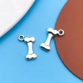 Silver-finished bone-shaped pendants for DIY jewelry making in polished finish - 1pc Antique Silver Dog Bone 10x14mm