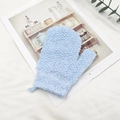 Light blue exfoliating bath mitt glove with textured fiber and convenient hanging loop - Baozai Style / Single Piece / Clear Sky Blue
