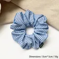 Oversized blue and white striped lace scrunchie with pleated design and logo detail - Q687-8 Light Blue Striped Medium