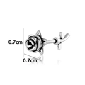 Silver 3D rose flower screw back piercing earring in polished stainless steel finish - 3D Rose Flower Shape Style (AMY3-7#)