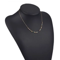 Bohemian multilayer gold chain necklace with colorful turquoise beads on black display - Colorful Multi-Diameter Beads with Gold Bars