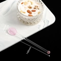 Pink heart-shaped glass stirring spoon for coffee with 148mm long transparent handle - Pink
