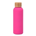 Botella térmica de acero 304 rosa melocotón mate con un tapón de bambú natural - Rosa Neón Mate