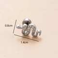 Silver snake cartilage stud earring with cubic zirconia and 1.4cm size dimensions - Silver 9# Snake