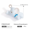 Cute light blue elephant alloy pendant with a navy bow and shiny enamel finish - Blue Elephant Style (PJ92251SC)