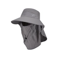 Cappello da sole grigio scuro a tesa larga con maschera rimovibile e protezione per il collo - grigio scuro