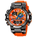 STRYVE digital analog sports watch with bright orange rubber strap and black bezel - Orange