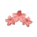 Pink matte flower claw clip with three linked blossoms for vintage updo hairstyles - Matte Pink