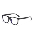 Occhiali neri quadrati classici con rivetti argento e lenti anti-luce blu protettive - Nero Lucido Anti Luce Blu C14