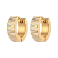 Pendientes de aro cuadrados bicolor oro 18K y plata con textura dentada única - Huggie Geométrico Zigzag Gris Plata / Gris Plata/Oro