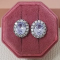 Ovale Personalisierte Ohrringe Mit Weißen Diamanten