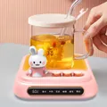 Calentador de tazas inteligente rosa con decoración de conejo y pantalla digital - M356 Enchufe Directo (Sin Taza) / Rosa