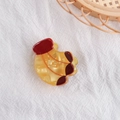 Banana shaped hair claw clip in yellow and maroon with acetate texture marble patterns - Banana