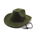 Chapeau fedora classique en feutre vert foncé avec cordon noir et jugulaire réglable - M (56-58cm) / Vert Militaire