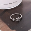 Minimalist adjustable silver star ring with sparkling zircon stones for women - Star-Shaped Zirconia Style (D7202) / Silver