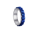 Anello rotante antistress in acciaio inossidabile testurizzato blu e argento - US 8 / Argento & Blu