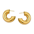 Polished gold-plated chunky C-shaped hoop earrings with a thick minimalist design - Chunky Tube C-Shape
