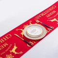 Christmas table runner in red with golden elk and Merry Christmas print patterns - Golden Elk / Red