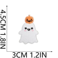 Ghost embroidery patch with pumpkin hat detail showing size dimensions 4.5cm by 3cm - No.36 (Small)