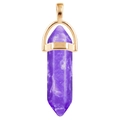 Polished purple hexagonal crystal pillar pendant with a gold clasp and natural texture - Gold O-Chain / Purple Turquoise