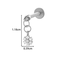 Titanium piercing jewelry with silver flower zircon pendant and 1.18cm drop length - Tassel Flower Pendant Style (T2537-6# Silver)