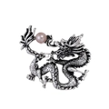 Vintage silver dragon brooch with purple pearl accent for suits and coats - Antique Silver/Pink Pearl