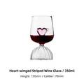 Calice da vino creativo da 350ml con cuore alato rosa e base rigata - Stile a Righe con Cuore (350ml)