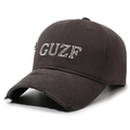 Distressed charcoal cotton baseball cap with GUZF letter beads and vintage ripped details - Adjustable / Gray