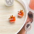 Cute orange acrylic fox hair clips set for kids with a sleek translucent finish - Fox (Pair)