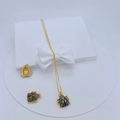 Golden insect jewelry set with beetle pendant and earrings inlaid with colorful zircons - Beetle Style Gold With Multi-color Stones (#4)