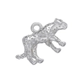 Dettaglio del ciondolo a forma di leopardo argento con trama a rilievo e anello superiore - 1 Pezzo Ciondolo Leopardo Oro Bianco