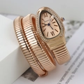 Elegant rose gold snake wrap watch with water-drop dial and sparkling crystal bezel - Rose Gold