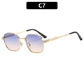 C7 hexagon sunglasses with gold metal frame and blue-orange gradient lenses - Gold Frame Blue Yellow Gradient Lens