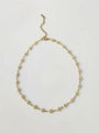 18k gold plated necklace featuring small white enamel daisy flowers and extension chain - 41+5cm Necklace